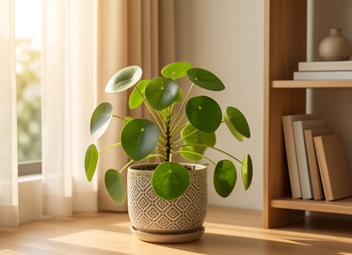 Chậu cây kim tiền đặt tại góc Đông Nam phòng sinh hoạt chung giúp trung hòa thế lục hại Dần và Tỵ