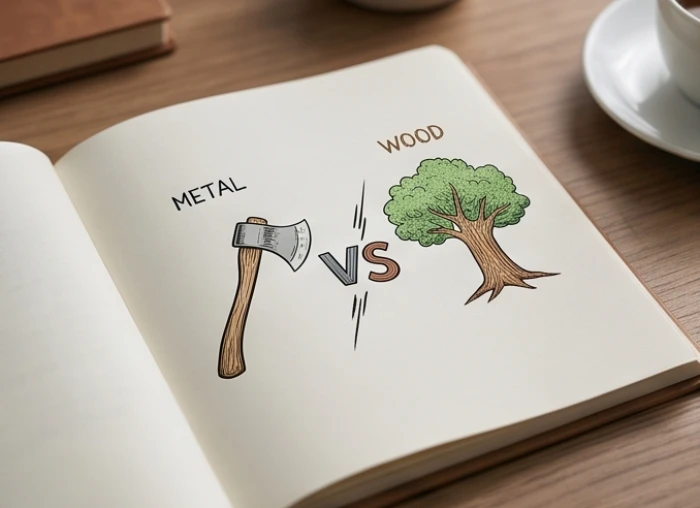 Sơ đồ ngũ hành Kim khắc Mộc lý giải nguyên nhân xung đột cốt lõi giữa tuổi Dậu và Mão