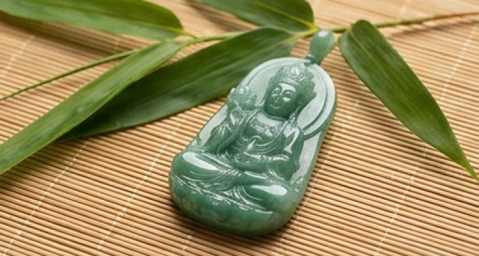 Mặt phật bản mệnh tuổi ngọ bằng ngọc bích xanh tự nhiên hợp mệnh Hỏa cho tuổi Mậu Ngọ 1978