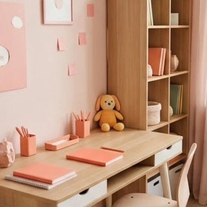 Góc phòng ngủ ấm áp của bé gái Đinh Dậu với tường hồng phấn nhã nhặn và điểm nhấn đồ dùng màu vàng chanh