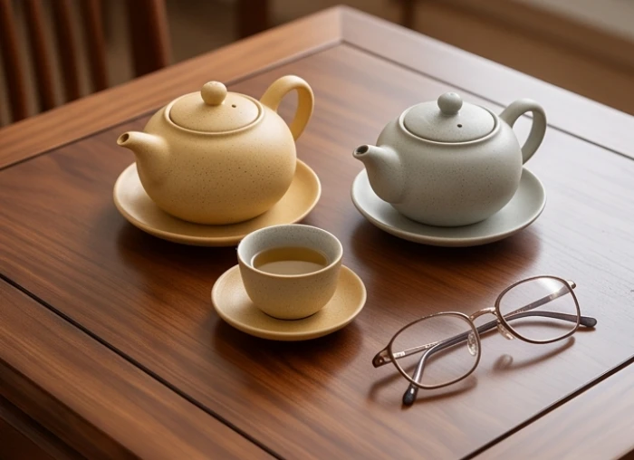 Bộ bàn trà gốm sứ màu vàng cát ấm áp dành riêng cho quý ông nhằm ứng dụng mậu tý 1948 hợp màu gì
