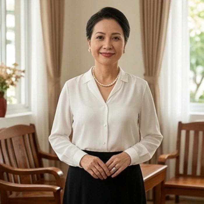 Trang sức ngọc trai thanh lịch kết hợp trang phục đen trắng giúp nữ mạng tuổi canh tý đón cát khí năm 2026