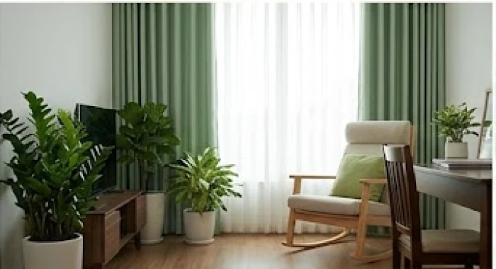 Góc đọc sách và làm việc tại gia điểm xuyết chậu cây xanh lục mát mắt giúp xoa dịu tinh thần cho người tuổi Giáp Thìn
