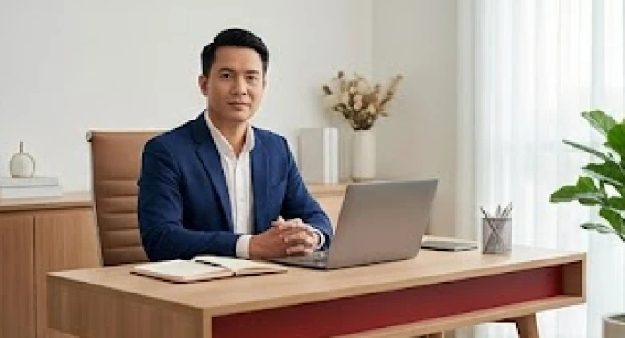 Góc làm việc hiện đại phối màu sắc trang phục hợp mệnh phong thủy tạo cảm giác hài hòa và mang lại may mắn