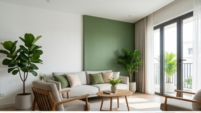 Không gian nội thất phòng khách phối màu sơn nhà hợp tuổi Mão mệnh Hỏa tránh xung khắc ngũ hành
