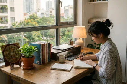 Góc học tập bài trí chuẩn phong thủy giúp giải đáp mậu tý 2008 hợp hướng nào để tăng sự tập trung