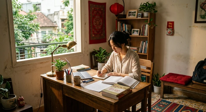 Góc học tập phong thủy tại Việt Nam giải đáp mậu tý 2008 hợp màu gì nhằm mang lại may mắn
