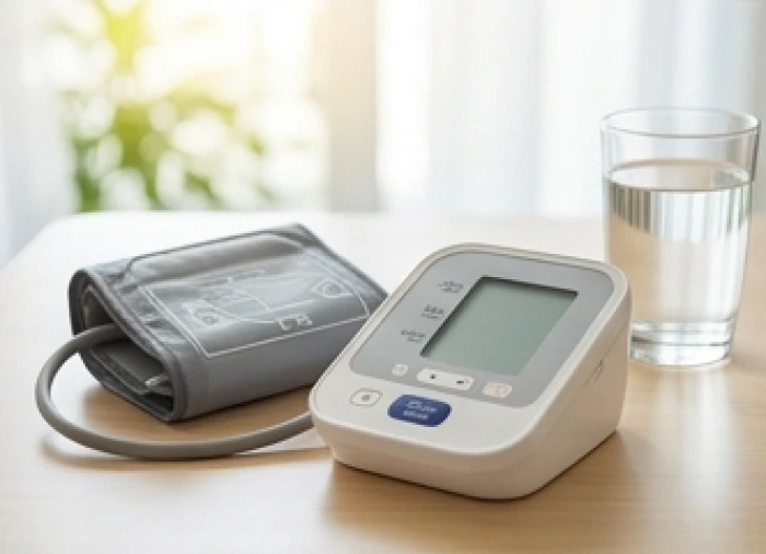 Người lớn tuổi tự kiểm tra chỉ số huyết áp tại nhà bằng thiết bị y tế nhỏ gọn tiện dụng