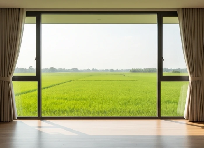 Cánh đồng xanh mướt trải dài đại diện cho năng lượng ôn hòa của nạp âm Bình Địa Mộc tuổi Kỷ Hợi