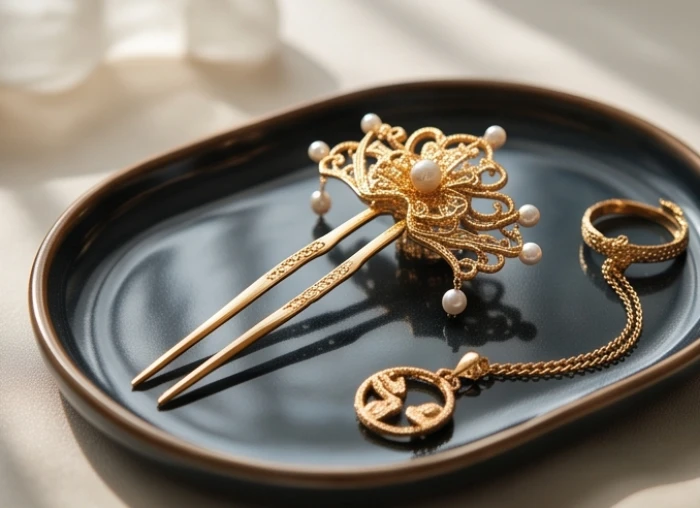 Bộ trang sức vàng tinh xảo thể hiện bản mệnh Thoa Xuyến Kim của người sinh năm Tân Hợi 1971
