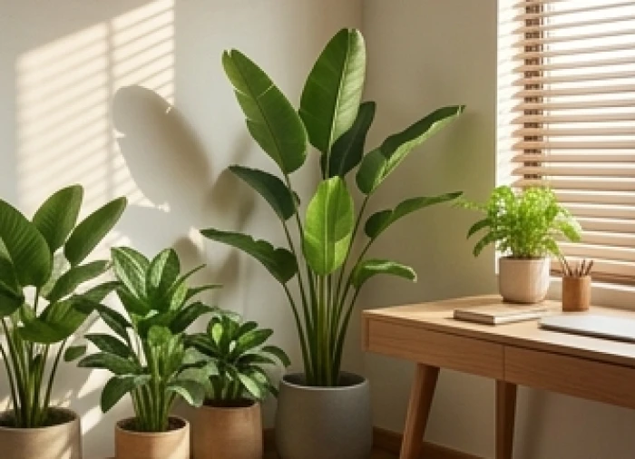 Góc làm việc ấm áp bố trí cây xanh mệnh mộc hỗ trợ sinh khí cho người mệnh tích lịch hỏa mậu tý