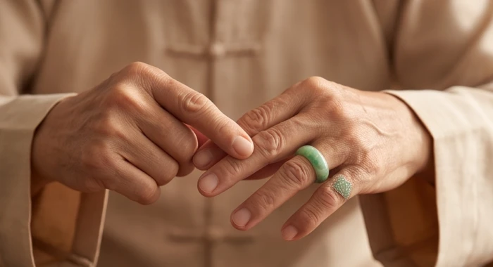 Đôi bàn tay đếm các đốt ngón tay để nhẩm tính vị trí thiên can tương hợp tương khắc