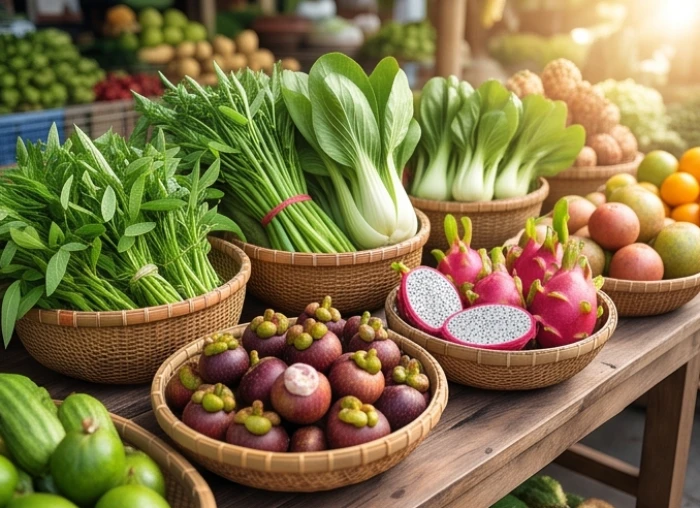 Nguồn thực phẩm hữu cơ tươi ngon được bày trí đẹp mắt tượng trưng cho định hướng kinh doanh tiềm năng