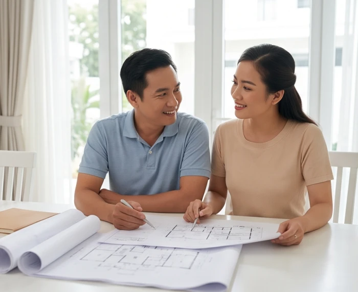 Gia chủ tuổi Bính Dần trao đổi kế hoạch mượn tuổi động thổ xây nhà cùng người thân hợp tuổi Tân Mùi