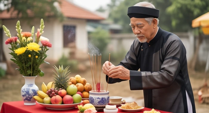 Nghi thức dâng hương cúng động thổ xây dựng nhà ở của người hợp tuổi thay mặt cho gia chủ