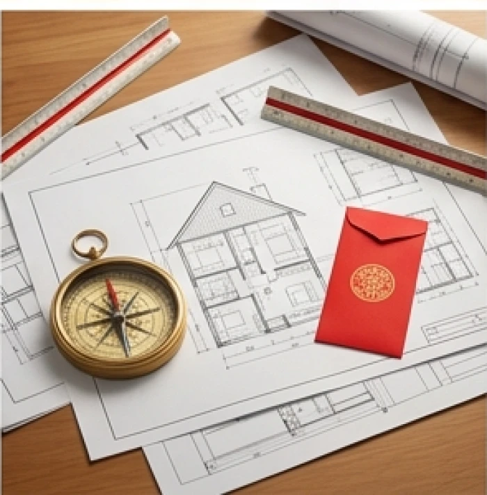 Bản vẽ thiết kế ngôi nhà cùng nghi thức mượn tuổi động thổ hợp phong thủy cho gia chủ Bính Tý