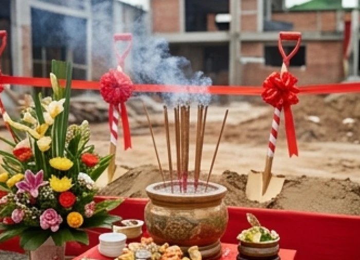 Thực hiện nghi thức động thổ xây nhà thông qua việc mượn tuổi nhằm hóa giải hạn Kim Lâu Thân