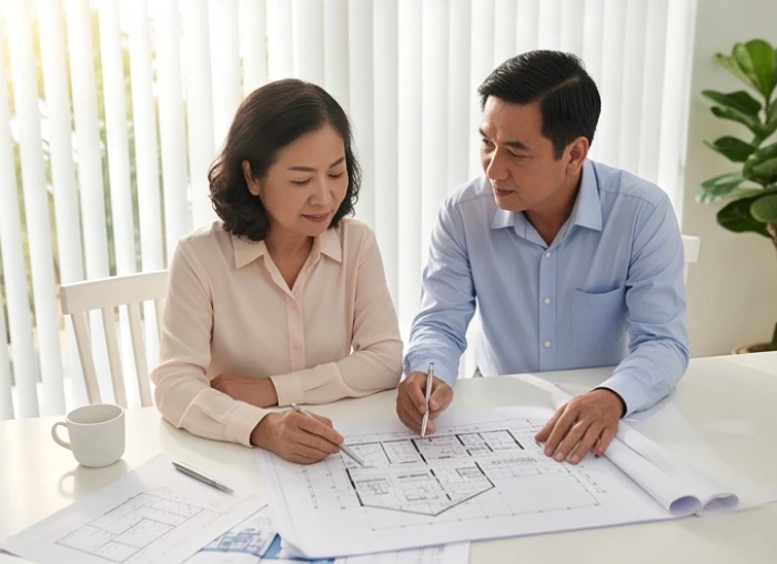 Gia chủ tuổi quý sửu 1973 tham khảo bản thiết kế thi công cùng người thân được mượn tuổi động thổ