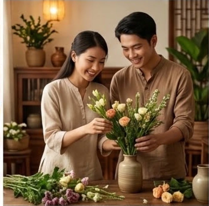 Người chồng 1995 và người vợ 1999 cùng nhau sắp xếp không gian sống gia đình tràn ngập tiếng cười