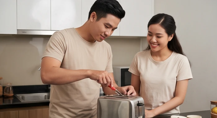 Nam giới Đinh Sửu 1997 tự tay sửa chữa đồ đạc trong nhà để thể hiện sự quan tâm thiết thực đến gia đình