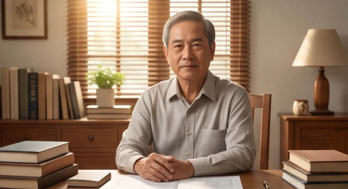 Người đàn ông nam mạng Đinh Dậu quyết đoán làm việc trong thư phòng thể hiện vai trò trụ cột gia đình