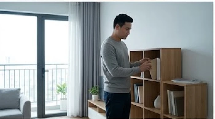 Người đàn ông trầm ngâm dọn dẹp nhà cửa trong im lặng để tự cân bằng cảm xúc khi gặp áp lực