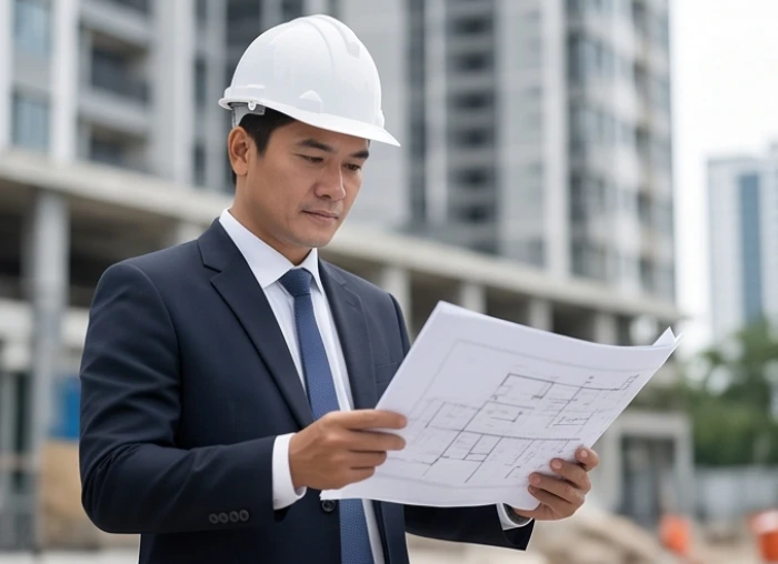 Giám đốc dự án nam tuổi Thìn trực tiếp khảo sát thực địa và rà soát thông số kỹ thuật công trình xây dựng