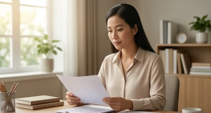 Doanh nhân tuổi Sửu 1985 cẩn trọng suy xét tài liệu biểu hiện tính trầm ổn của Hải Trung Kim