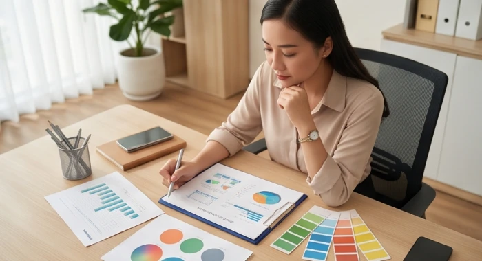 Chuyên gia tài chính Việt Nam nghiên cứu biểu đồ ngũ hành nạp âm để đối chiếu tuổi hợp tác cho tuổi Hợi