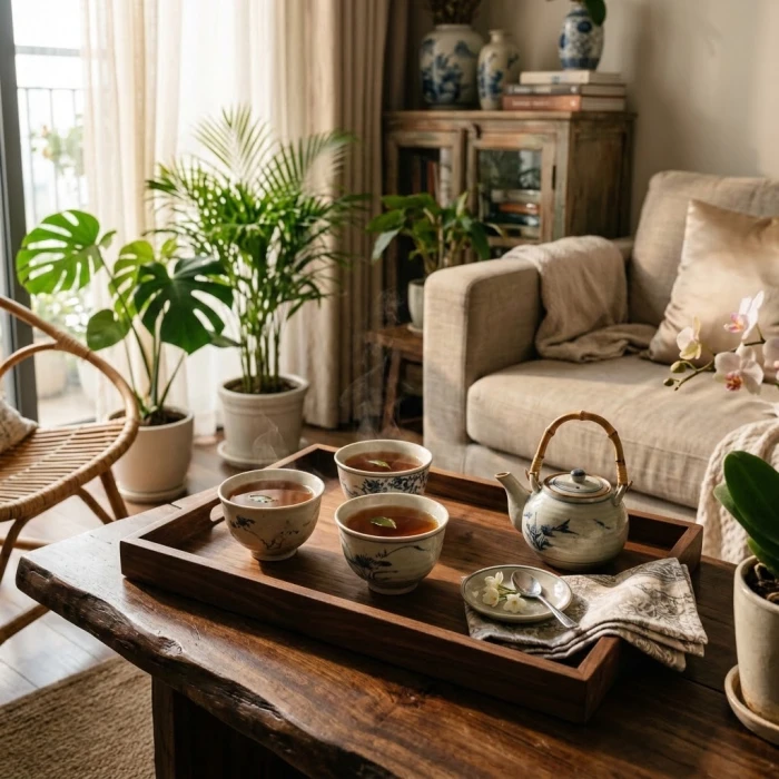 Món đồ trang sức bằng vàng tinh xảo tỏa sáng rực rỡ dưới ánh nắng tự nhiên trong không gian mộc mạc