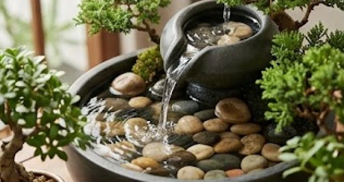 Dòng suối tự nhiên trong vắt chảy qua những phiến đá giữa rừng sâu biểu tượng cho nạp âm Tuyền Trung Thủy
