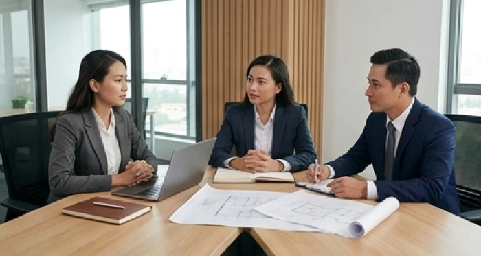 Các chủ doanh nghiệp tuổi mão trao đổi phương án kinh doanh phù hợp nạp âm ngũ hành tại văn phòng