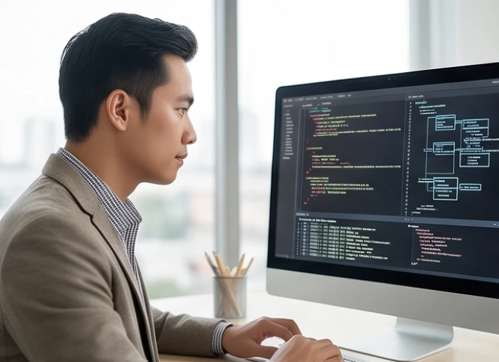Chuyên viên lập trình và phân tích dữ liệu ứng dụng tư duy logic để xây dựng các thuật toán phần mềm