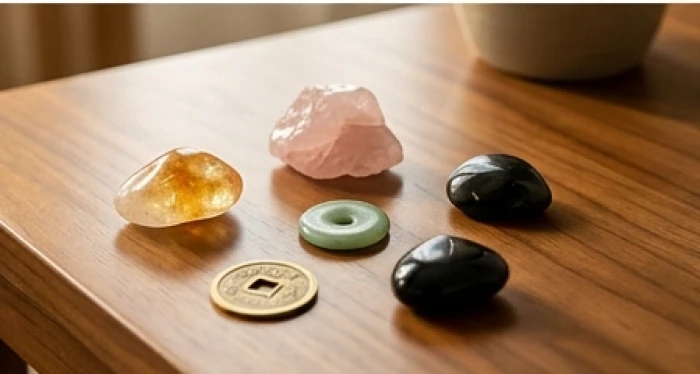 Bộ sưu tập vật phẩm ngũ hành tượng trưng cho các bản mệnh nạp âm khác nhau của người sinh năm Tuất