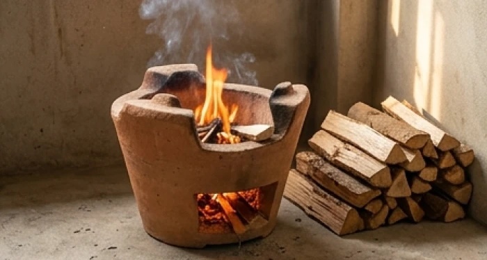 Bếp lửa nhỏ cháy đượm ấm áp tượng trưng cho nạp âm Sơn Hạ Hỏa của tuổi 1956