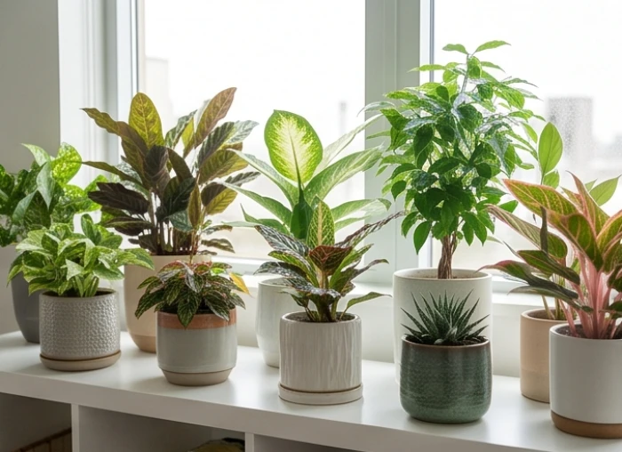 Sự hài hòa ngũ hành giữa màu sắc lá cây chậu gốm và không gian làm việc của người tuổi Sửu
