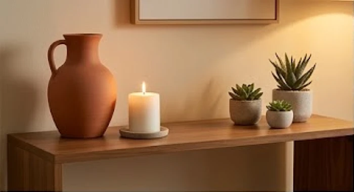 Sơ đồ phong thủy kết hợp các vật phẩm nội thất mang gam màu nóng dành riêng cho người mệnh Thổ