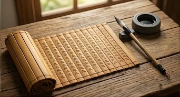 Các thẻ tre khắc chữ Hán cổ và thư tịch ghi chép về nguồn gốc của hệ thống Can Chi và các linh vật đại diện
