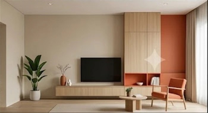 Bảng vẽ thiết kế nội thất thể hiện rõ tỷ lệ màu sắc phân bổ theo quy tắc chuẩn