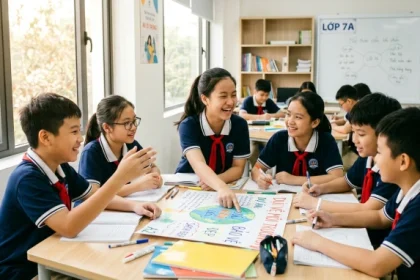 Nhóm học sinh tích cực thảo luận nhóm nhằm minh họa cho chủ đề nhâm thìn 2012 hợp tuổi nào trên lớp