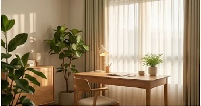 Các mảng màu sinh vượng phối hợp hài hòa trong không gian nội thất phòng làm việc giúp bổ trợ vượng khí