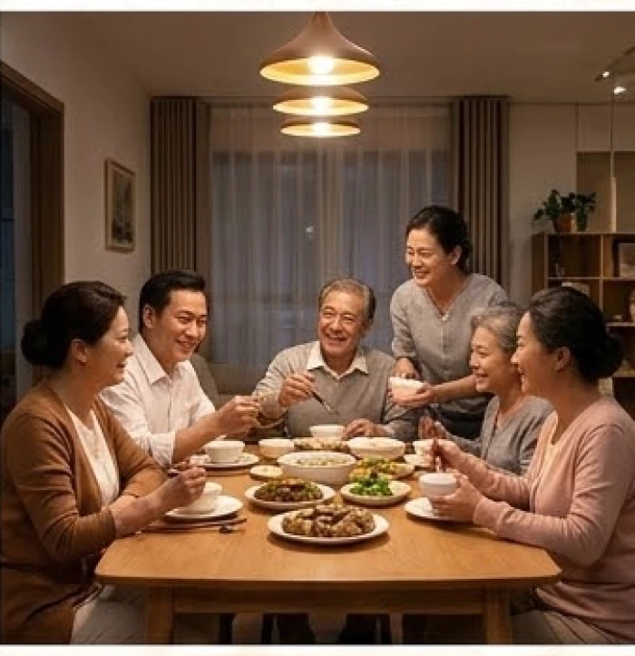 Bữa tối ấm cúng của một gia đình nhỏ hạnh phúc là kết quả viên mãn khi nữ 1983 kết hôn với người nam hợp tuổi