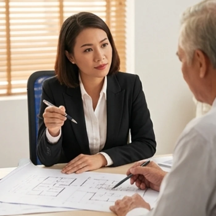 Nữ doanh nhân đang thảo luận chiến lược kinh doanh cùng một đối tác dày dặn kinh nghiệm