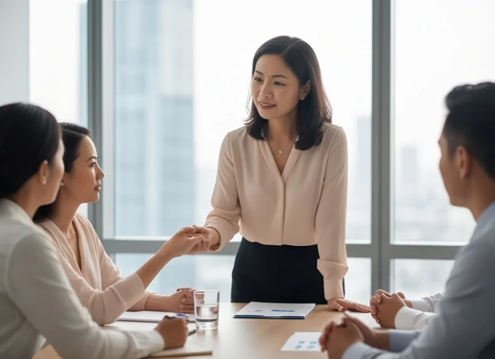 Nữ doanh nhân sinh năm 1983 khéo léo điều phối cuộc họp căng thẳng bằng thái độ dĩ hòa vi quý và lắng nghe thấu cảm