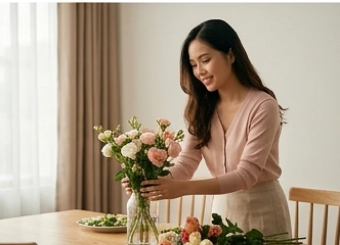 Cô gái tuổi Quý Mùi thể hiện sự dịu dàng và chu đáo khi chăm sóc không gian sống ấm áp cho gia đình