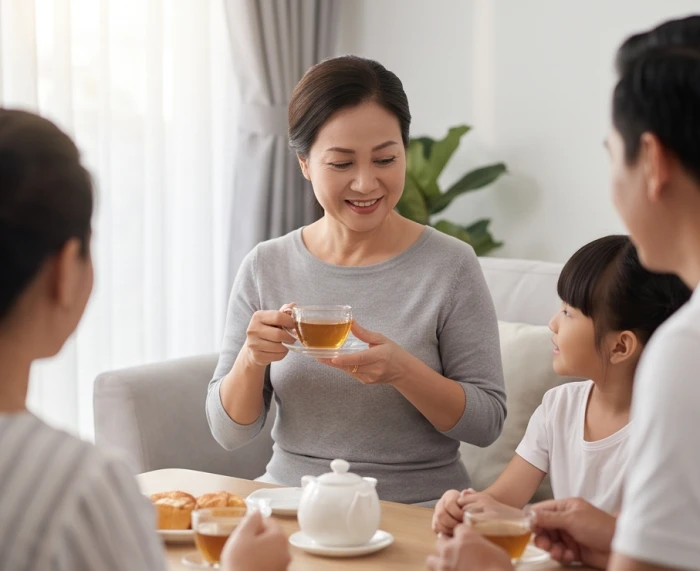 Người phụ nữ tuổi Ất Mão 1975 dành thời gian quan tâm và lắng nghe các thành viên trong gia đình