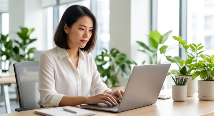 Nữ doanh nhân tuổi Quý Dậu tự tin giải quyết công việc qua email để đảm bảo tính minh bạch