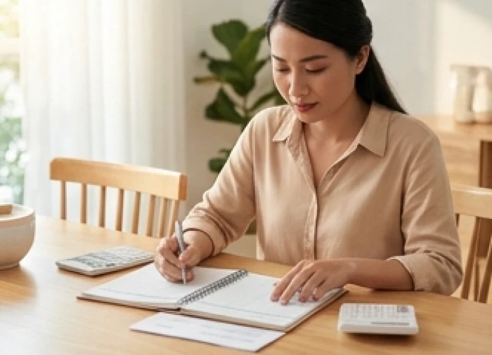 Người phụ nữ tuổi Quý Sửu cẩn trọng tính toán sổ sách và chi tiêu sinh hoạt hằng ngày cho gia đình
