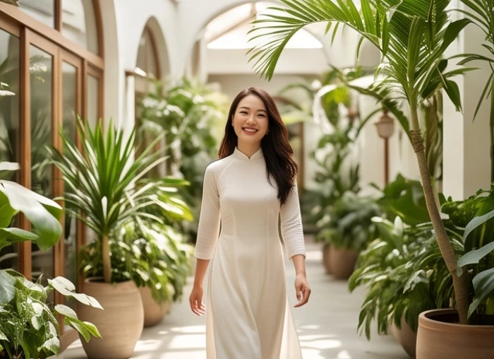 Cô gái rạng rỡ bước dạo trong không gian ngập tràn ánh nắng mang năng lượng tích cực và nhiệt huyết