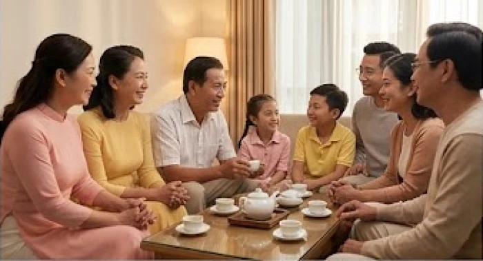 Người tuổi Ất Mão 1975 dành thời gian trò chuyện ôn hòa với gia đình để hóa giải mâu thuẫn do Phá Thái Tuế năm 2026